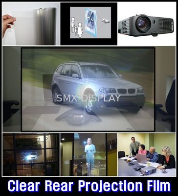 গুণ 1.52x5 Meter transparent projection film , Holographic Rear Projection screen foil কারখানা