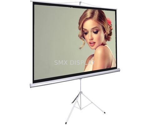 গুণ Matte White Tripod Projection Screen Stand / Floor Pull Up Movie Theater Screen কারখানা