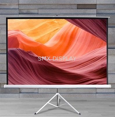 গুণমান ফাইবারগ্লাস প্রজেক্টর পুল আপ স্ক্রীন 84" ফ্লোর স্ট্যান্ড বাইরের জন্য প্রত্যাহারযোগ্য কারখানা